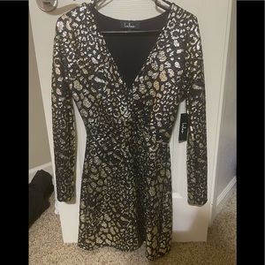 Black & Gold Leopard Print Dress. XS